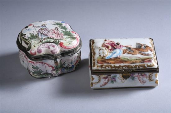 Appraisal: TWO CERAMIC PATCH BOXES One French fa ence th century