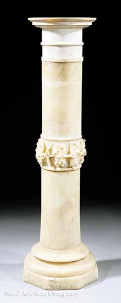 Appraisal: An Antique Italian Carved Alabaster Pedestal th c circular top