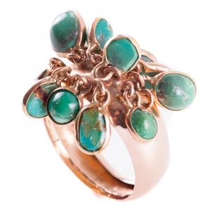 Appraisal: Turquoise K Yellow Gold Charm Ring charms of turquoise Phillipine