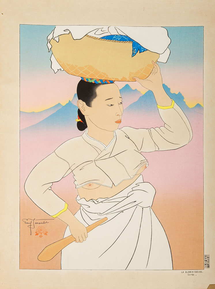 Appraisal: Paul Jacoulet - La Blanchisseuse Woodcut in colors on Japan