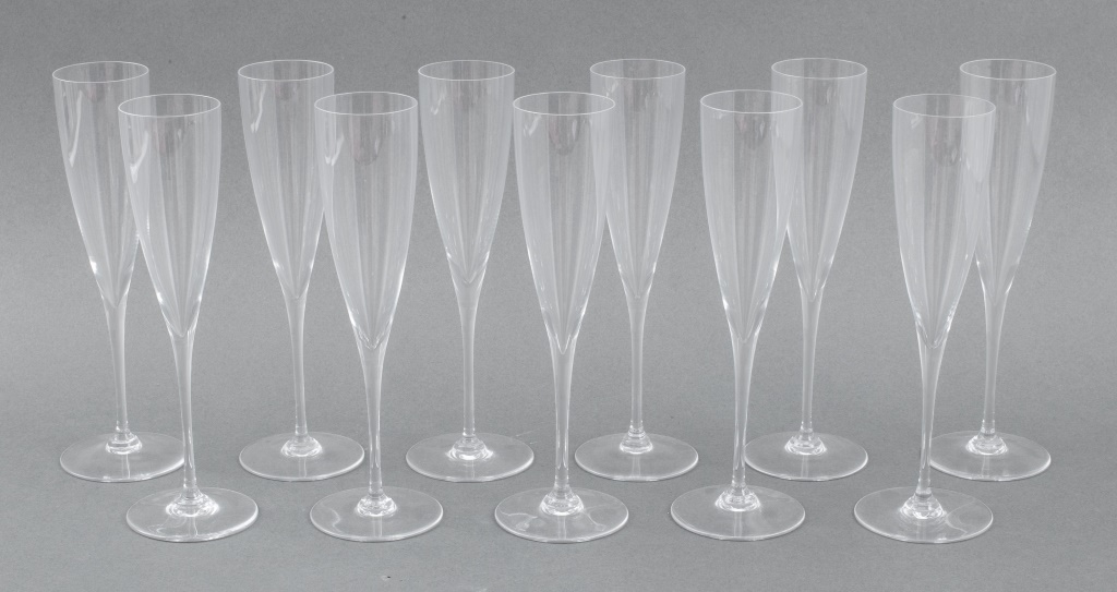 Appraisal: BACCARAT CRYSTAL CHAMPAGNE FLUTES Eleven Baccarat clear crystal glass champagne