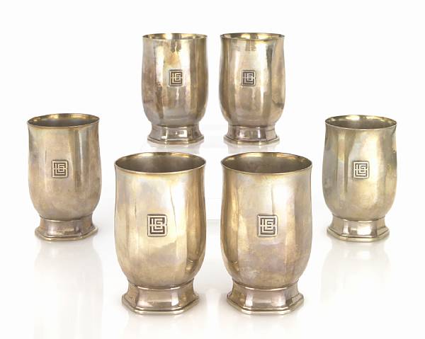 Appraisal: A set of six Tiffany amp Co sterling hexagonal footed