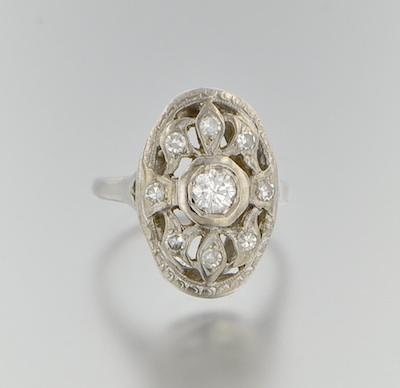 Appraisal: A Ladies' Diamond Filigree Ring k white gold ring with