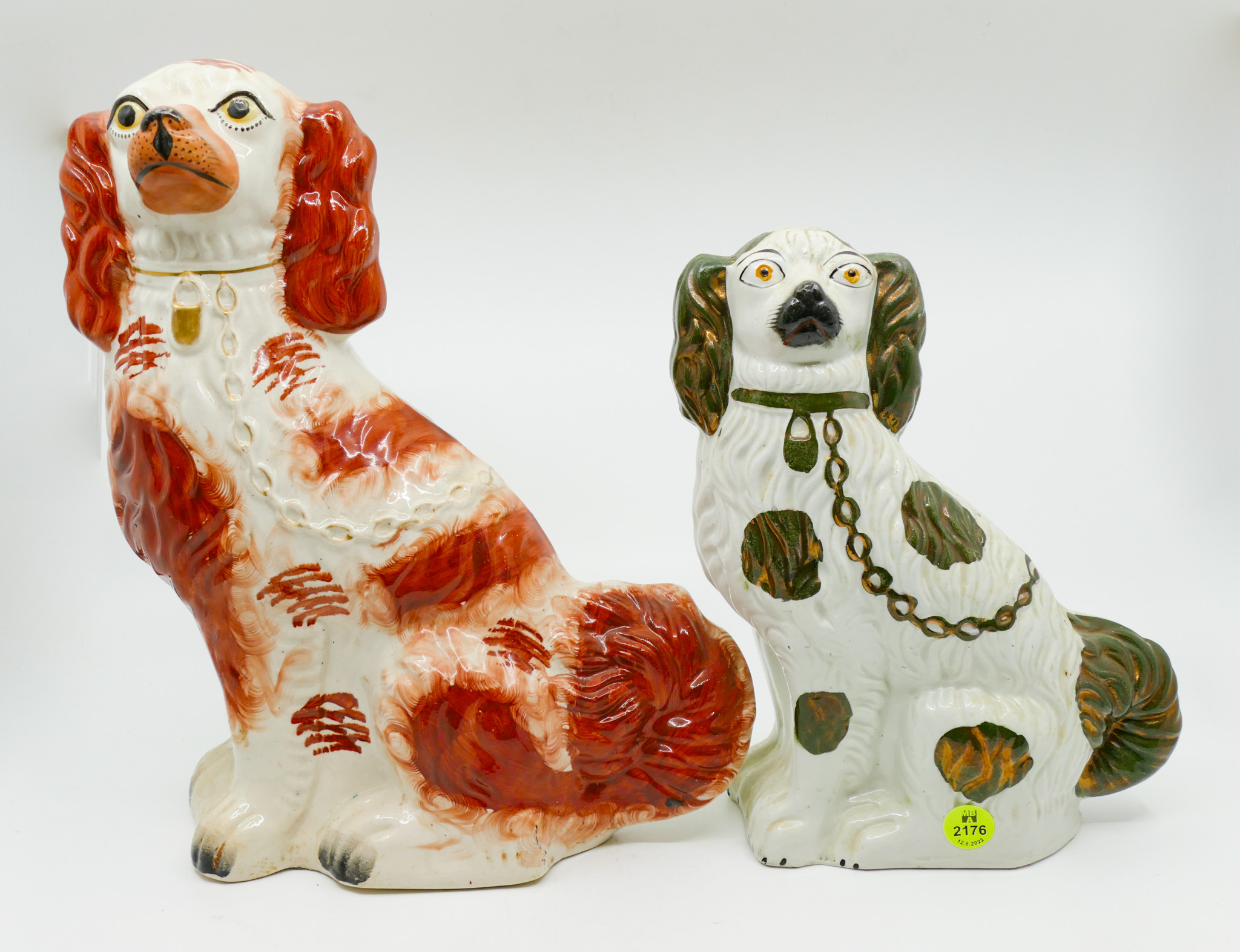 Appraisal: pc Antique Staffordshire Large Dog Figures '' and ''