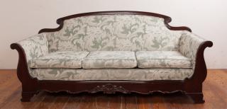 Appraisal: American Empire Style Sofa Foliate upholstered American Empire style sofa