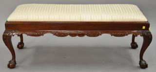 Appraisal: Chippendale style mahogany bench with ball and claw feet lg