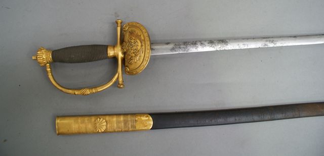 Appraisal: A British Court sword inch etched blade with single shell