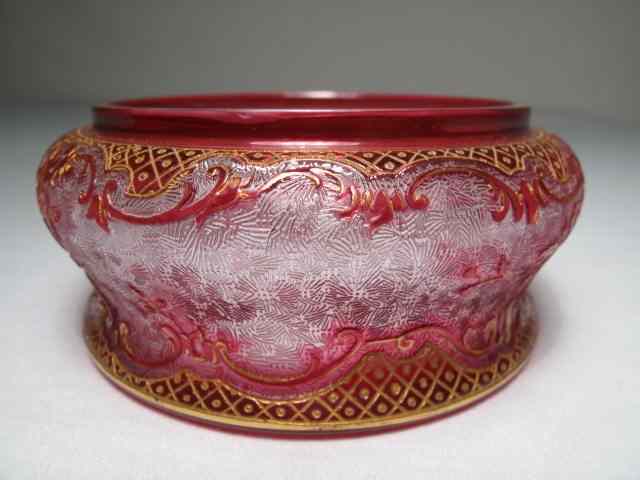 Appraisal: Baccarat cranberry art glass small low bowl with a lacy