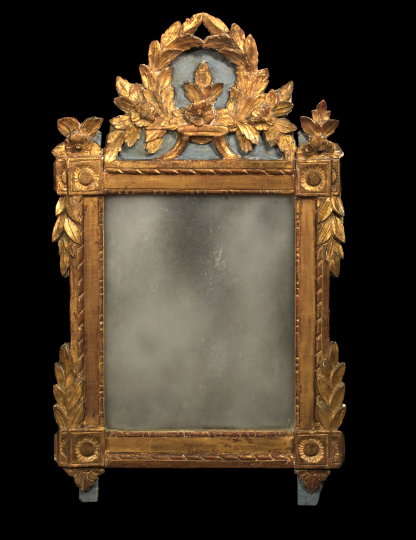 Appraisal: French Provincial Giltwood and Polychromed Looking Glass second quarter th