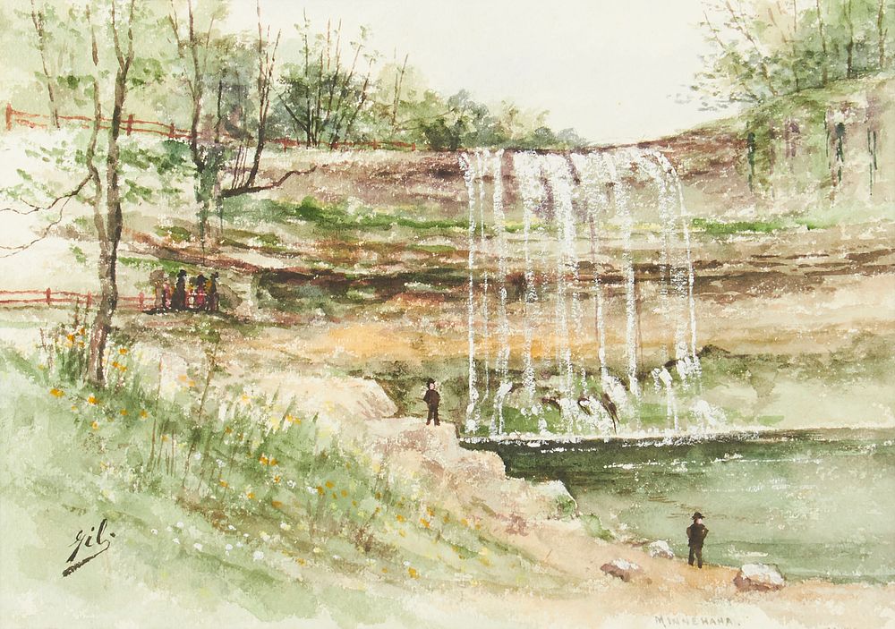 Appraisal: Minnehaha Falls Watercolor on Paper Watercolor on paper painting titled