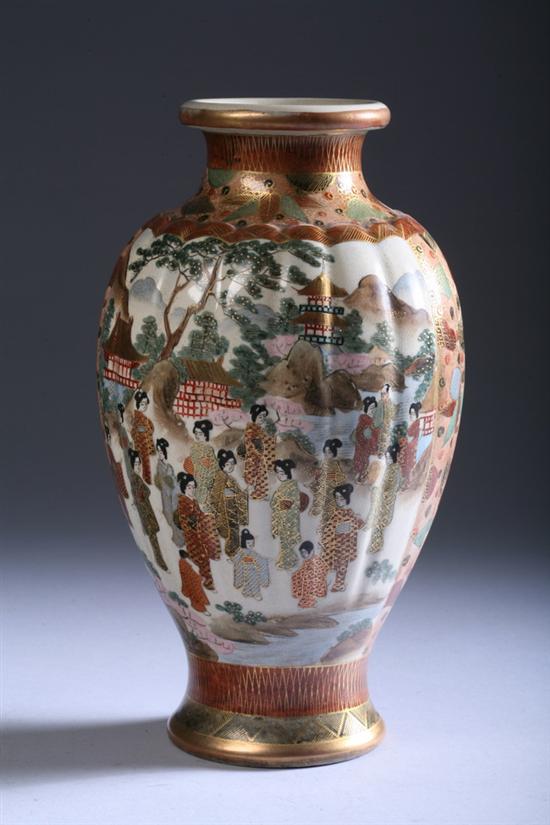 Appraisal: JAPANESE SATSUMA EARTHENWARE VASE Meiji period Of ovoid form with