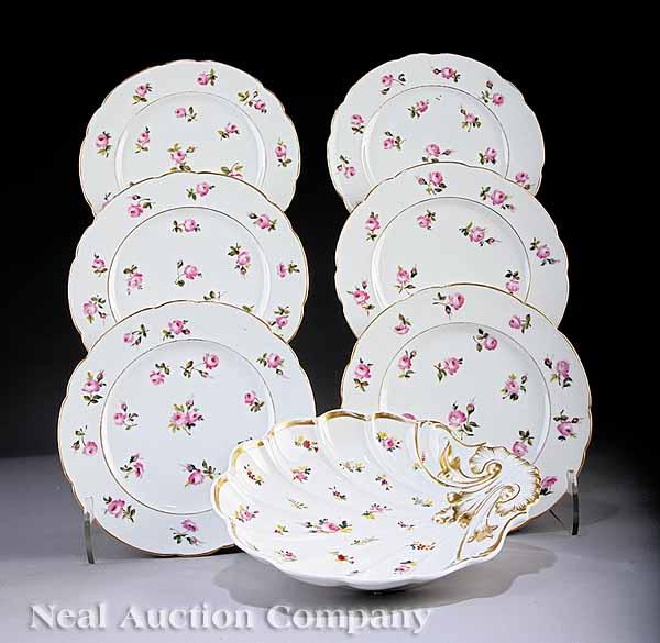 Appraisal: An Antique French Porcelain Shell-Shaped Cake Dish c polychrome rosebud