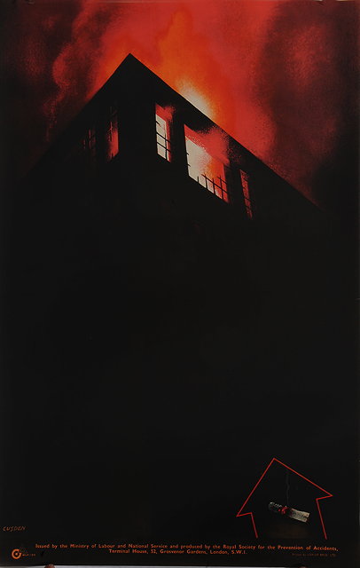 Appraisal: LEONARD CUSDEN A SAFETY POSTER depicting a burning building with