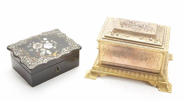 Appraisal: A group of three boxes comprising a Victorian walnut tea