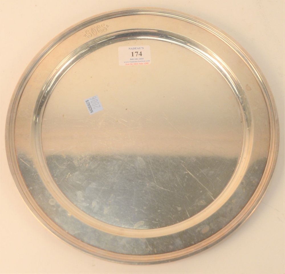 Appraisal: Tiffany and Company Sterling Silver Round Tray monogrammed diameter inches