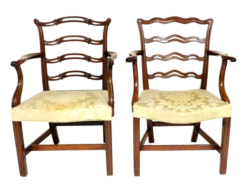 Appraisal: Two similar Armchairs both late th C probably English mahogany