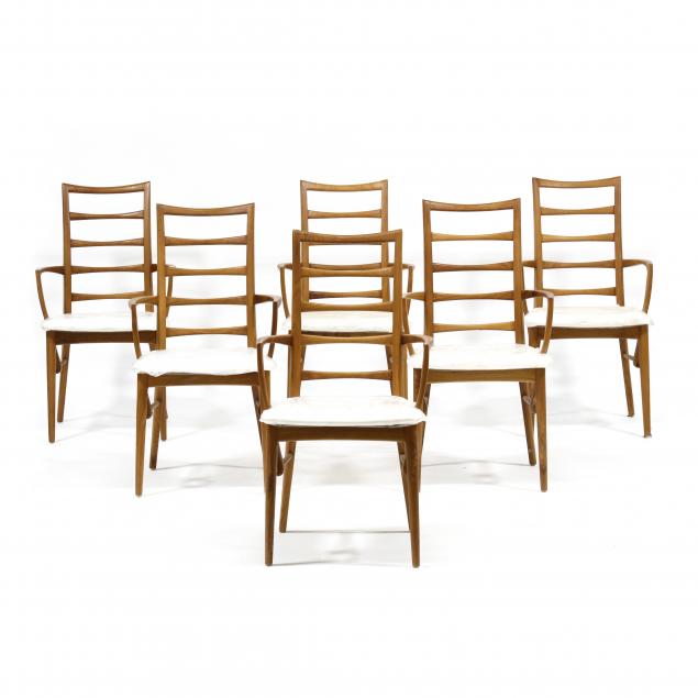 Appraisal: SIX DANISH STYLE TEAK ARMCHAIRS Contemporary designed after Niels Koefoed