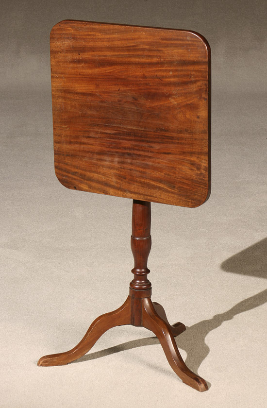 Appraisal: Federal Turned Maple and Mahogany Tilt-Top Tripod Candlestand Early th