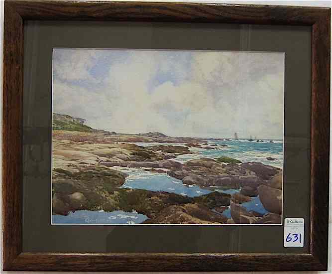 Appraisal: ROBERT CLOUSTON YOUNG WATERCOLOR ON PAPER British - Rocky beach