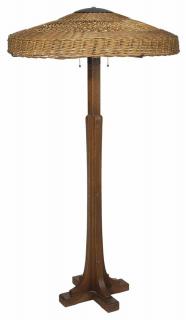 Appraisal: Stickley Style Oak and Iron Floor Lamp American or English