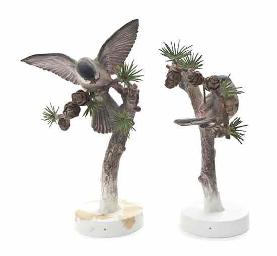 Appraisal: A Pair of Royal Worcester Dorothy Doughty Birds Chickadee perched