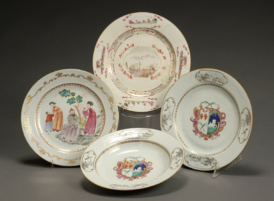 Appraisal: Group of Three Chinese Export 'Famille Rose' Plates and a