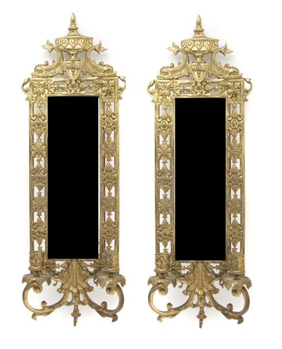 Appraisal: A Pair of Neoclassical Gilt Metal Two-Light Appliques each surmounted