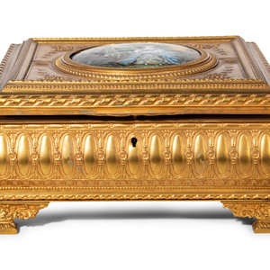 Appraisal: A French Gilt Metal and Enamel Inset Table Casket th