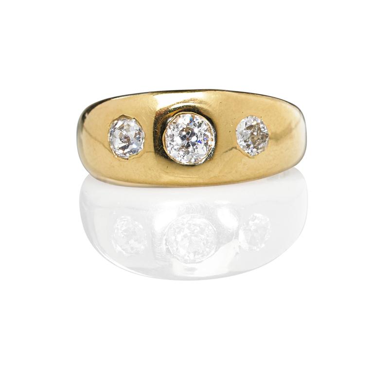 Appraisal: GENTLEMAN'S OLD MINE CUT DIAMOND K GOLD RING Condition Report