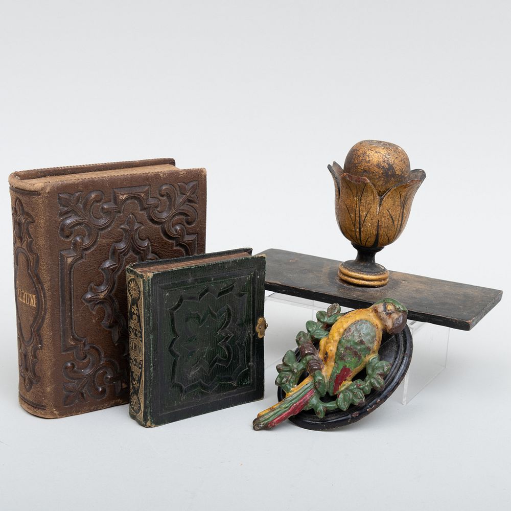 Appraisal: Group of Desk Accessories Comprising Two Pressed Leather Bound Photo