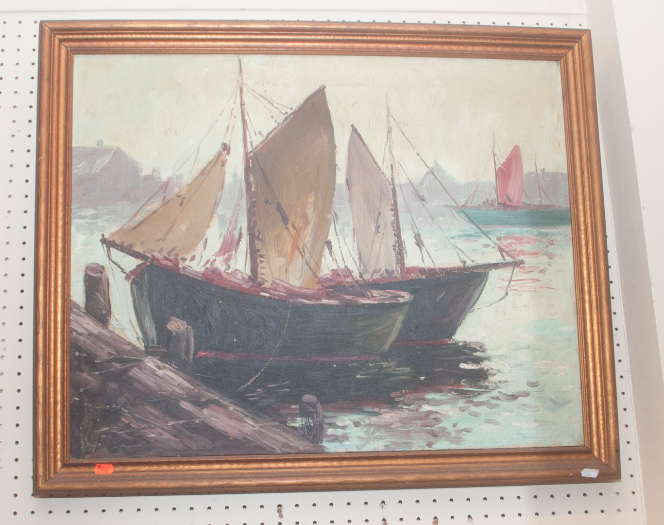 Appraisal: Harbor scene oil on canvas framed Undernumber