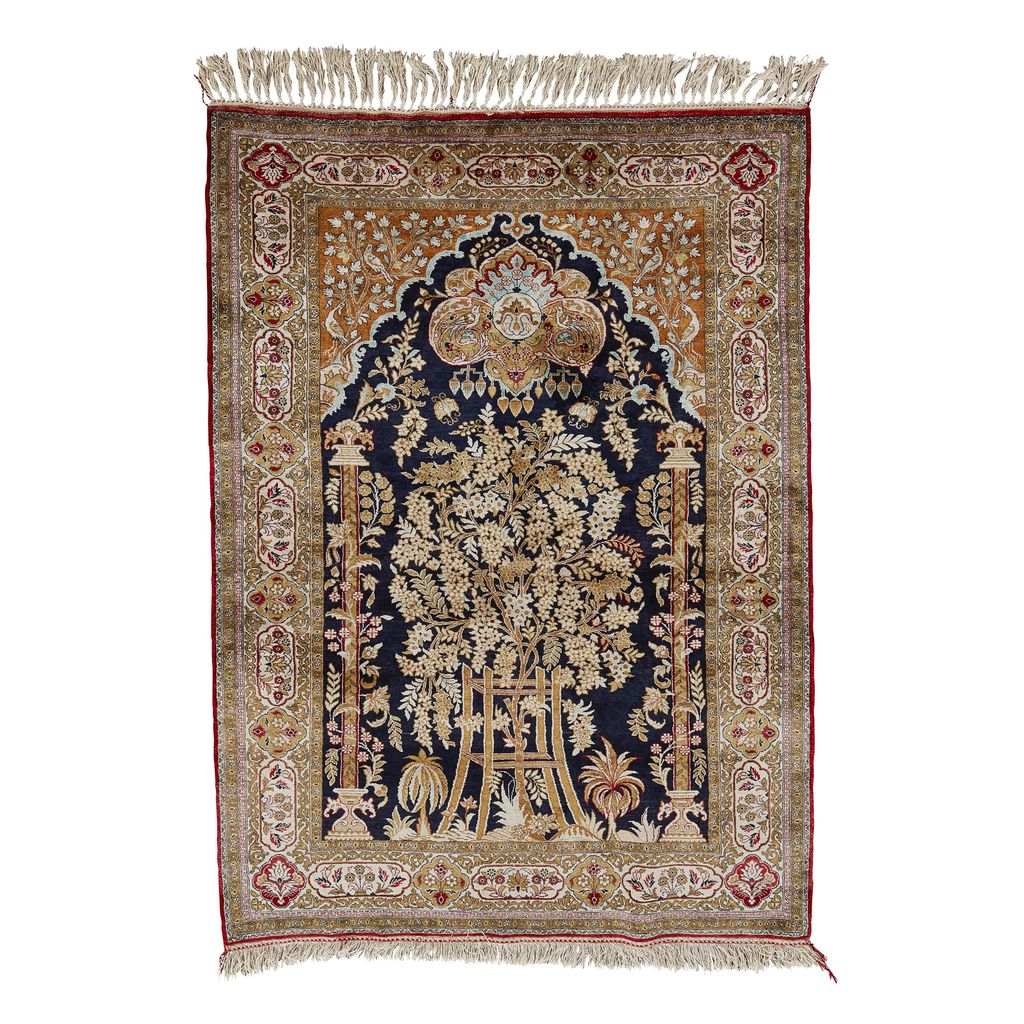 Appraisal: SILK QUM PRAYER RUG CENTRAL PERSIA LATE TH CENTURY the