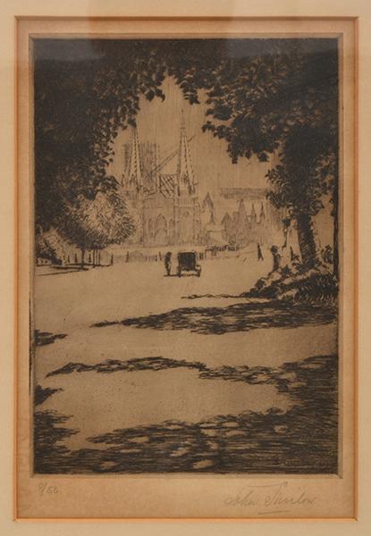 Appraisal: JOHN SHIRLOW ST PAULS FROM STKILDA ROAD ETCHING X CM