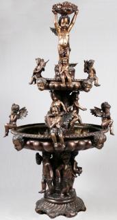 Appraisal: ITALIAN STYLE BRONZE CUPID FOUNTAIN H DIA A contemporary bronze