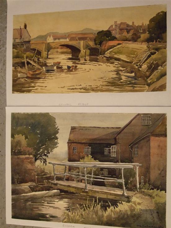 Appraisal: Keith Burtonshaw three watercolours of Sussex Bosham Mill Arundel Bridge