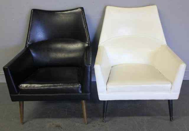 Appraisal: Pair of Midcentury Upholstered Club Chairs A nice stylish pair