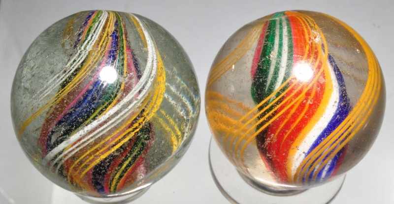 Appraisal: Lot of Large Handmade Swirl Marbles Description One marble has