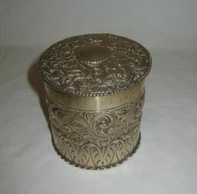 Appraisal: A VICTORIAN BOX of cylindrical form the mildly domed detatchable