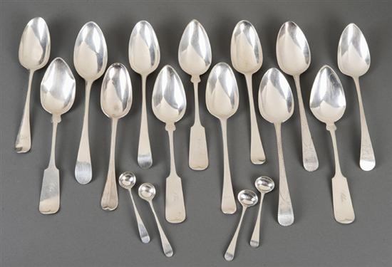 Appraisal: Group of English spoons George III marked for Peter and