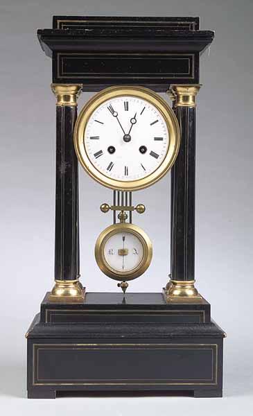 Appraisal: A Napoleon III Ebonized and Bronze Dor Clock mid- th