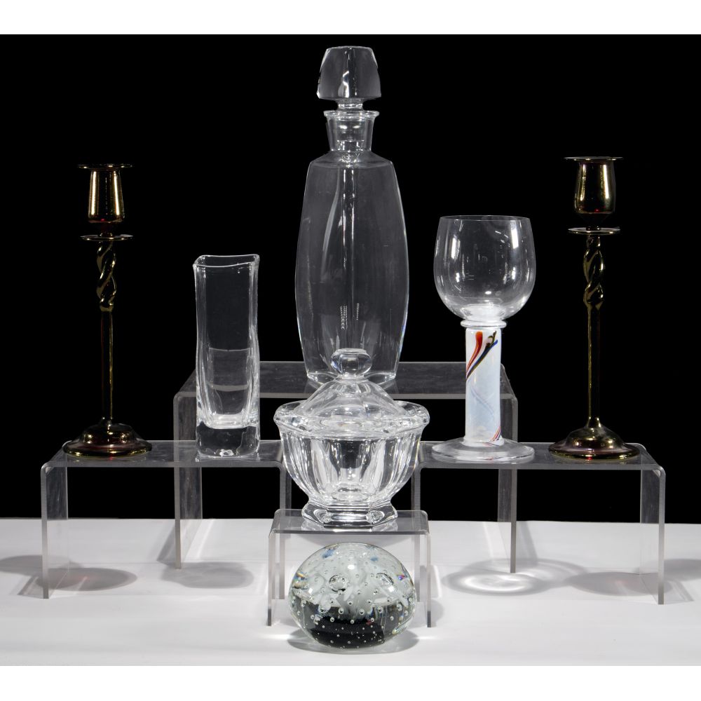 Appraisal: ART GLASS AND CRYSTAL ASSORTMENT items including by Baccarat triangular