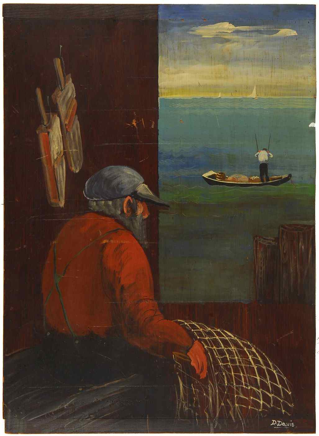 Appraisal: DOROTHY DAVISAmerican - Oysterman at a window observing another oysterman