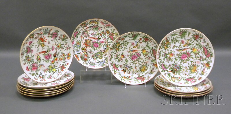 Appraisal: Twelve Famille Rose Decorated Porcelain Dinner Plates China th century