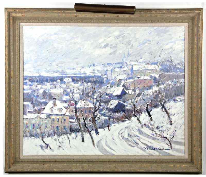 Appraisal: Omar Malva Syrian b Winter Landscapeoil on canvas signed ''Malva''