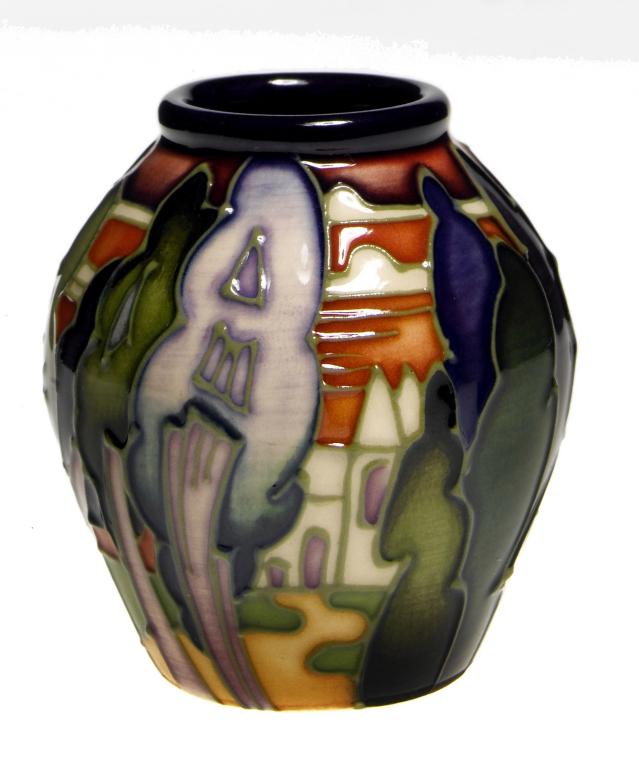 Appraisal: A MOORCROFT MINIATURE LODGE HILL VASE DESIGNED BY EMMA BOSSONS