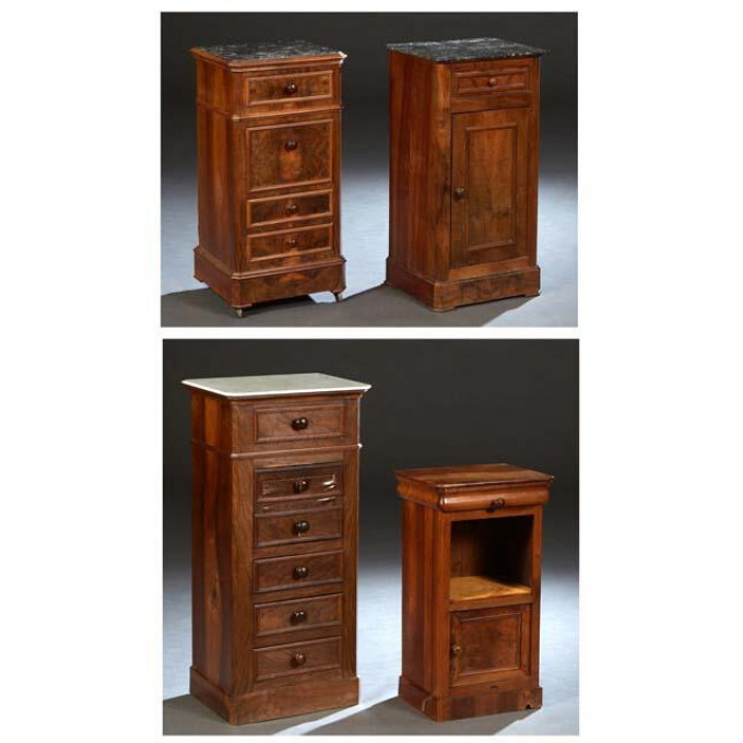 Appraisal: Group of Four French Louis Philippe Carved Walnut Nightstands th