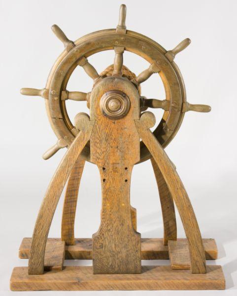 Appraisal: Vintage Wooden Ship's Wheel oak with turned spokes brass screws