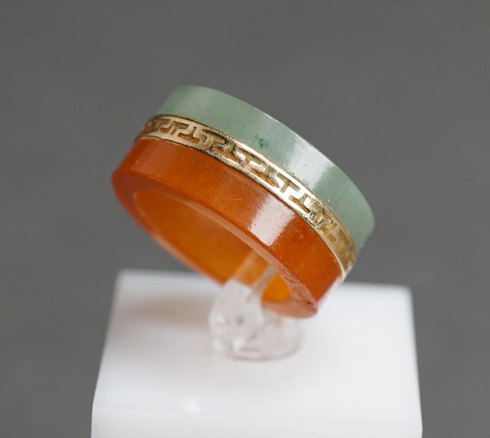 Appraisal: -Karat Yellow-Gold Mounted Jade Ring Size