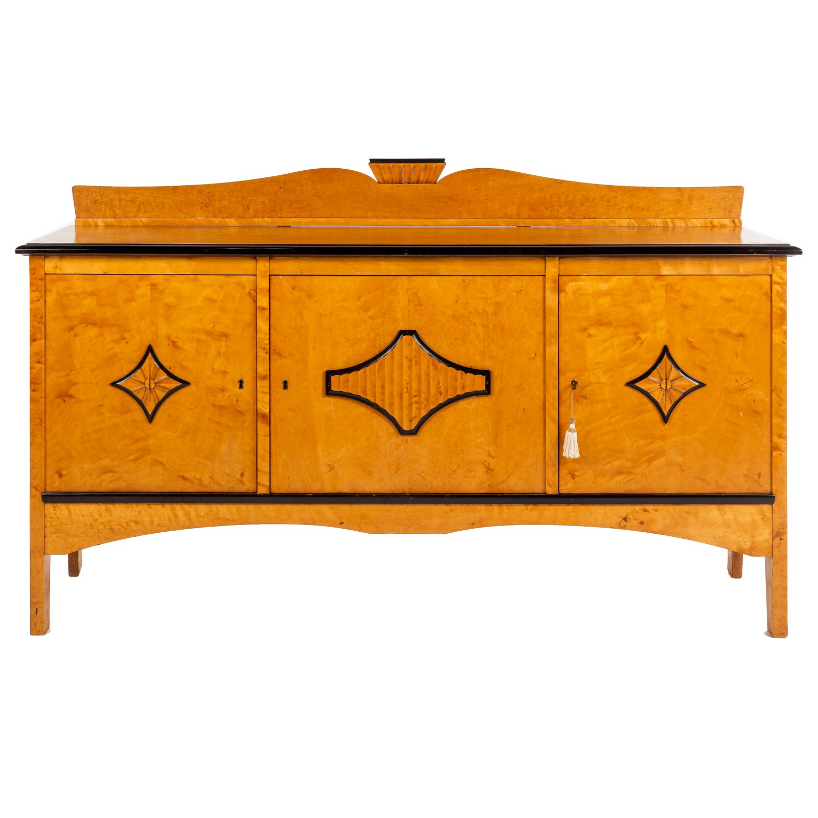 Appraisal: BIEDERMEIER STYLE BURLED WALNUT STYLE SIDEBOARD Early th century with