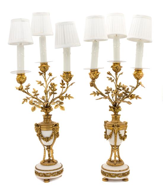 Appraisal: Sale Lot A Pair of Louis XVI Style Gilt Bronze